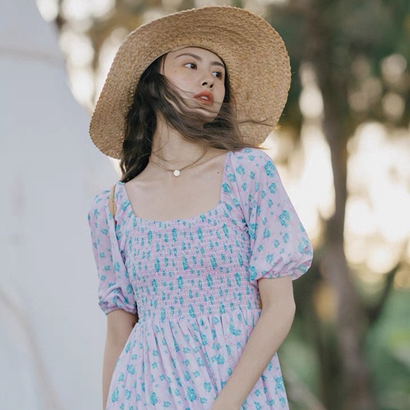 Floral low back smock midi dress - Picture 2 of 11